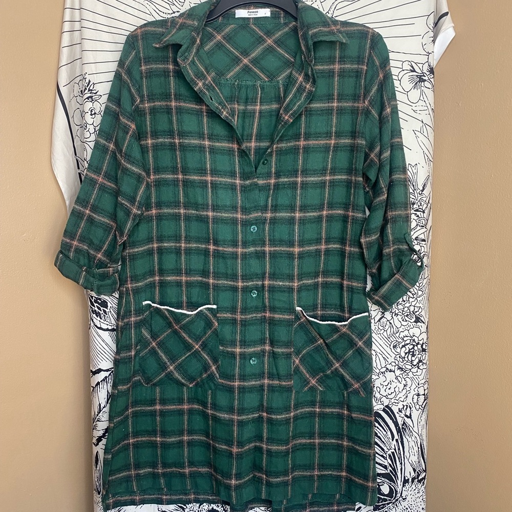 Flannel Button Up Dress